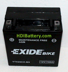 Batera moto Exide YTX20CH-BS AGM 12V. 18Ah